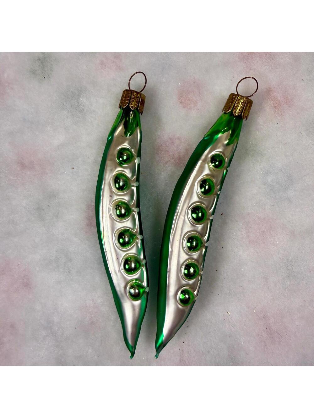 Pea Pods Blown Glass Ornaments by Smith & Hawken - Set of 2